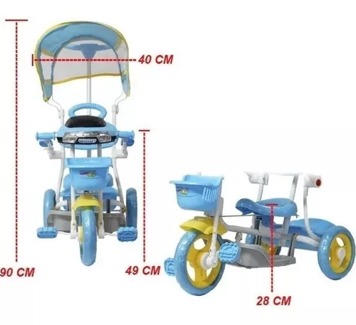 Triciclo Infantil Ararinha Resistente Monobloco Reforçado Azul e