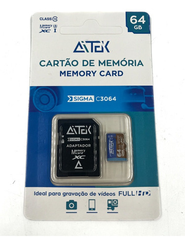 Aitek Cartão De Memória 64gb Class 10 Com Adaptador
