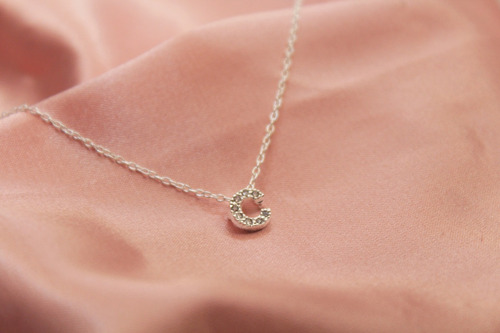 Collar Letra C Zirconia Inicial Dije Plata 925 Mujer Joya