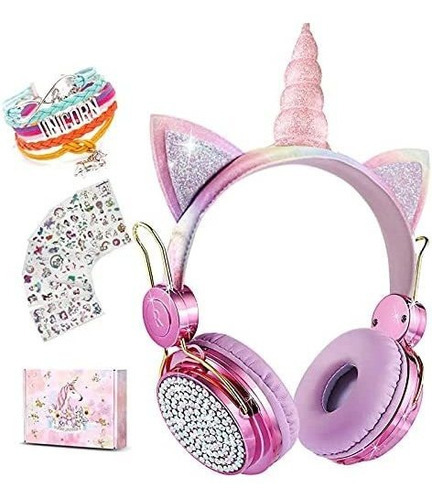 Auricular Oreja Gato Inalambrico Unicornio Bluetooth Strass Color Púrpura