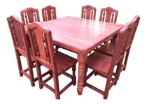 Comprar Juego De Comedor De Algarrobo 1.40x1.40m + 8 Sillas Torneada