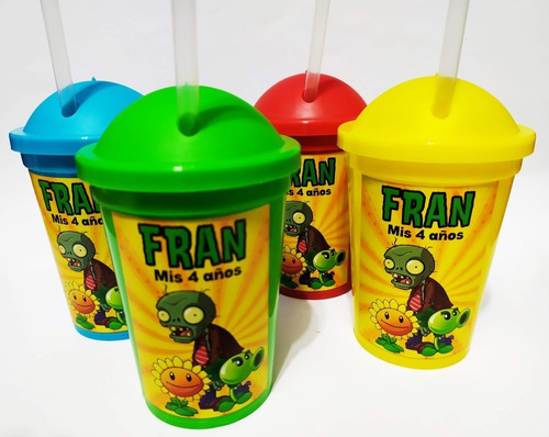 Vasos Plásticos Personalizados - Plantas Zombies (15 Unid)