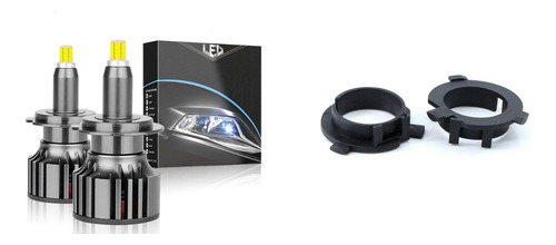 Ampolleta Turbo Led H7 360° / 30000lm + Adaptadores (2unid)