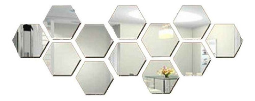 6 Espelhos Em Acrílico Adesivo Decorativo Hexagono 17x19.5cm