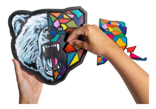 Rompecabezas Puzzle Oso Madera Diseño Juego De Mesa Ingenio