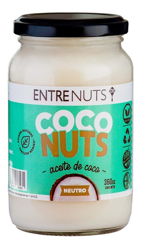 Aceite De Coco Natural Entrenuts Sin Tacc Vegano Frasco 360g