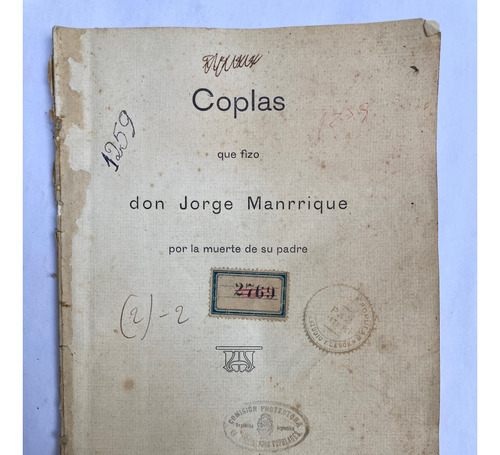 Foulché-delbosc. Coplas Que Fizo Don Jorge Manrrique. 1912.