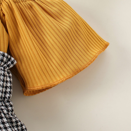 Conjunto Lindo De Verano Para Niña Con Hombros Descubiertos Amarillo 5-6 Años