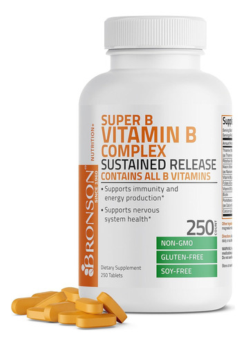 Super Vitamina B B2, B3, B6, B9, Acido Folico, B12 250 Tab
