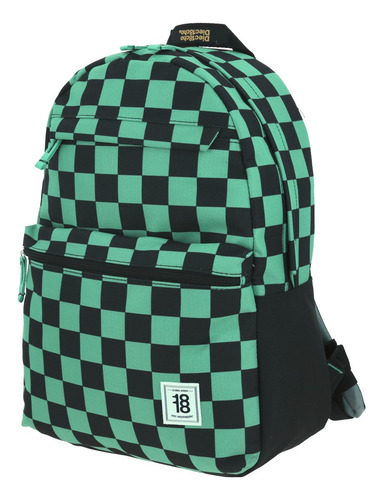 Mochila Grande Chenson Colors24 1818 Juvenil Cuadros Verde