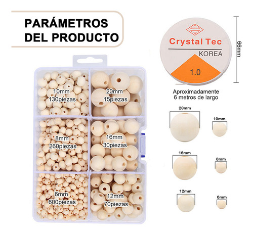 Dllm Cuentas De Madera Para Manualidades, 1105 Uds