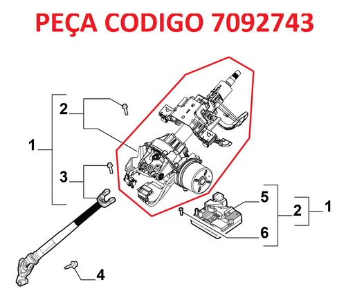 Árvore Coluna De Direção Elétrica Fiat Toro 2021/22 7092743
