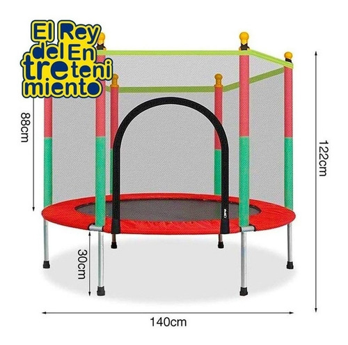 Imagen 3 de 3 de Cama Elástica Trampolín 140+ Cobertor + Red Colores - El Rey