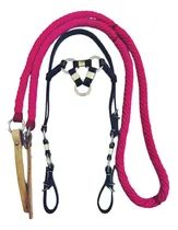 Comprar Cabeçada 3 Argolas Couro Legítimo + Rédea Lã Grossa