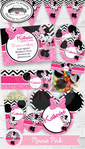 Kit Imprimible Minnie Pink Invitacion Etiquetas Candy Bar