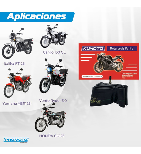 Cámaras 2.75/3.00-18 Para Motos Trabajo (10 Piezas) Kumoto