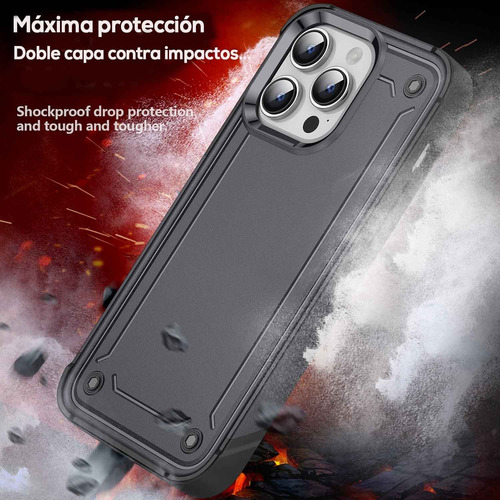 . Funda Tekku Tough Cover Para iPhone 15 Pro Max Negra