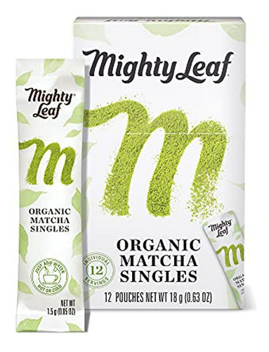 Mighty Leaf Tea Orgánica Matcha Singles Paquetes, Té Verde M