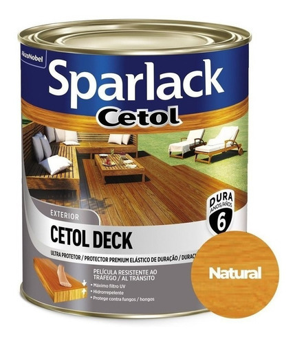 Verniz Cetol Sparlack Premium Deck Natural Semi Brilho 900ml Acabamento Semibrilho