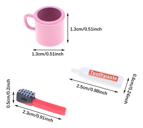 Accesorios De Baño Para Casa De Muñecas En Miniatura, Rosa