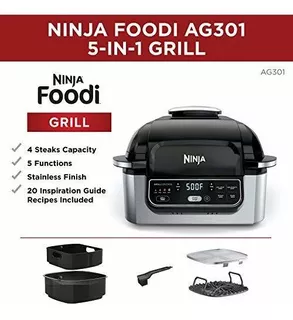 Ninja Foodi Ag301 - Parrilla De Encimera Electrica 5 En 1