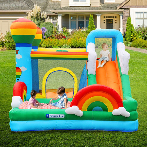Trampolín Grande Para Niños Para Exteriores Bomba Inflable Lona De Salto Azul