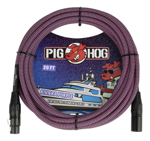 Pig Hog Phm20rpp Cable Microfono Riviera Purple 6.10 Mts