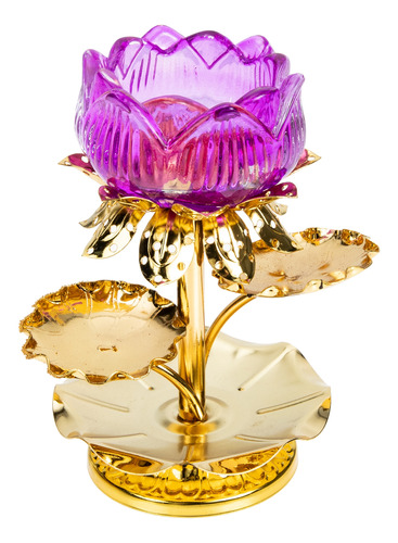 Figura De Flor Alta Con Forma De Loto, Soporte De Cristal