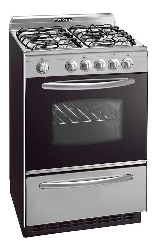 Cocina Domec Cxuplev A Gas 4 Hornallas Plateada Color Plateado