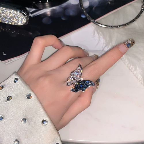 Trendy Mori Super Sparkling Full Diamonds Anillo Dedo Indice