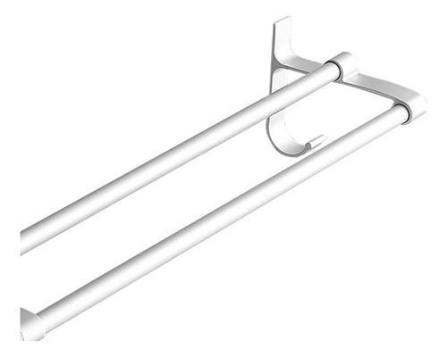 Toallero De Aluminio Con Barra Doble, Color Blanco Plateado,