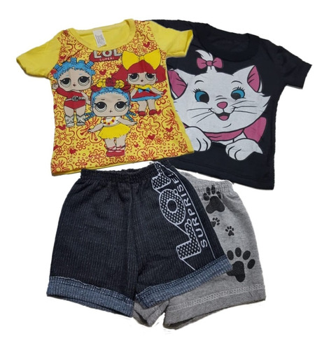 Kit 3 Conjunto Infantil Menina Personagens Oferta