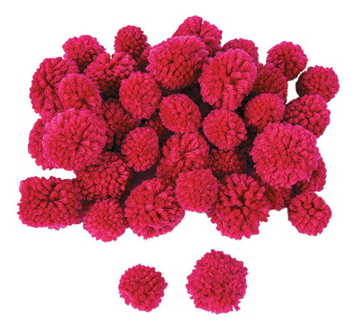 Pompones De Hilo Rosa Oscuro (42pc) - Manualidades Para Niño