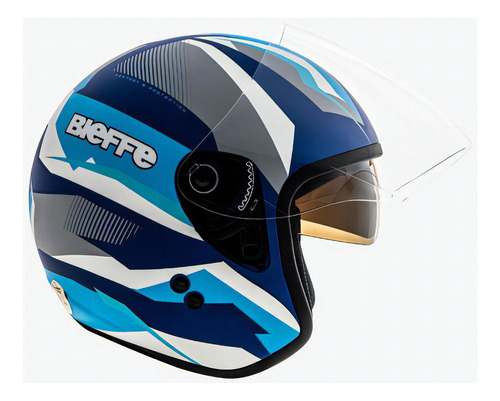 Capacete Bieffe Allegro Vtr Aberto Cor Azul Fosco com Branco Tamanho do capacete 60