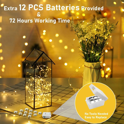 Mini Luz De Navidad Led Con Pilas, 40 Unidades