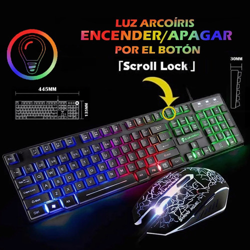 Imagen 2 de 7 de Kit Teclado Mouse Gamer Profesional Retroilumin Usb Negro
