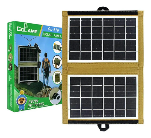 Cargador Portátil Panel Solar Plegable 7w Con Enchufe Usb