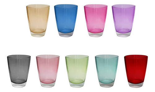 6 Vasos Pampa De Vidrio Colores Traslucido Surtidos Varios
