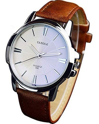 Imagem 4 de 5 de Relógio Masculino Novo Yazole Pulso Couro Original Top