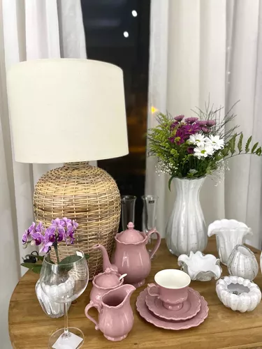 Conjunto de Bule para Chá /Café de porcelana Fancy wolff na cor rosa