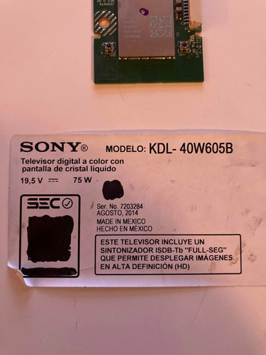 Tarjeta Placa Modulo Wifi Televisor Sony Kdl-40w605b