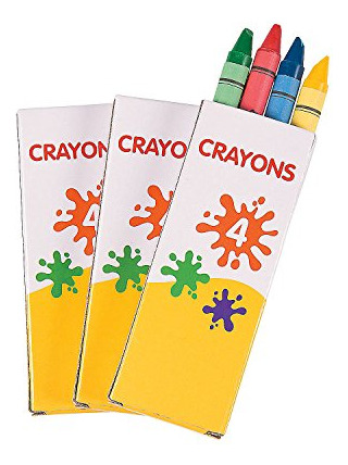 Fun Express Crayones Regulares De 4 Piezas (12 Cajas) - 12 P