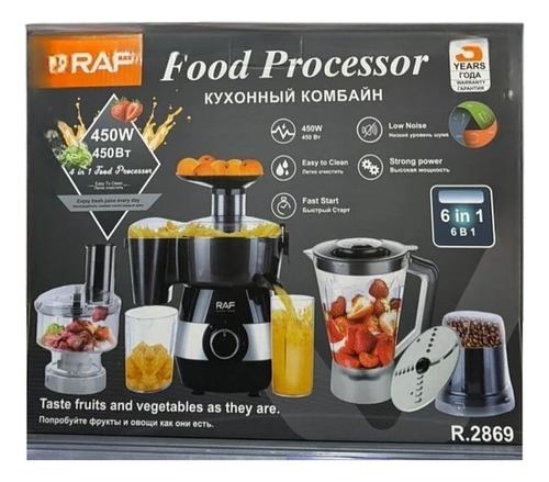 Procesador Licuadora Extractor Verduras Frutas 6 En 1 Raf