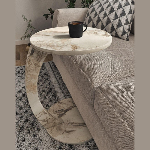 Mesa Auxiliar Forma De C Sofá Y Lugares Pequeños, Mes...