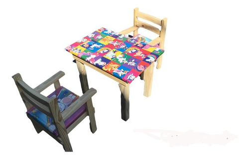 Juegos De Mesa Y Sillas De Pino Infantiles Decor Acolchados