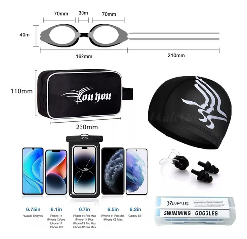 6 En 1 Kit Gafas De Natación Protección Uv Antiempaño Gogles
