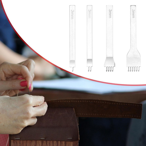 4x Herramientas Para Artesanía En Cuero, Perforadoras 3 Mm