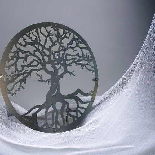Decoración Circular Del Árbol De La Vida En Acero Inoxidable Tamaño 50cm