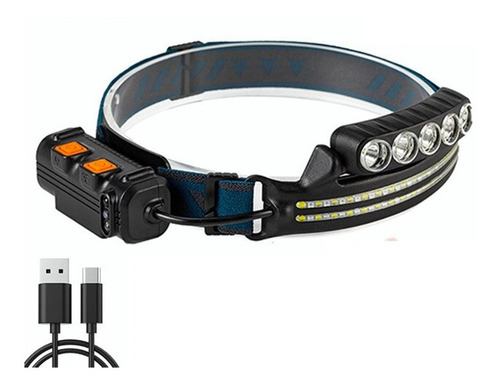 Imagen 6 de 6 de Linterna Cintillo 4 Led Recargable Camping Outdoor