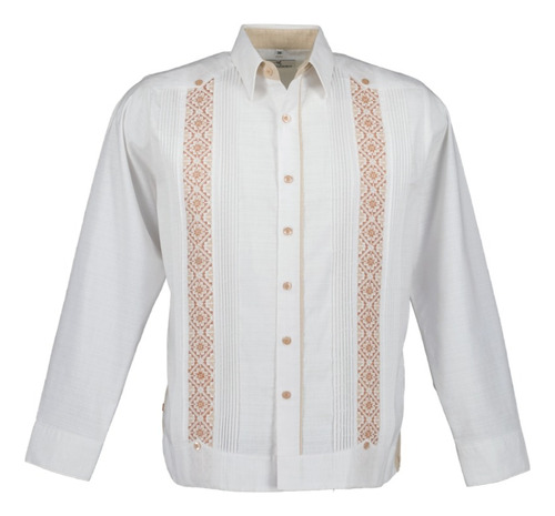 Guayabera Bordada Punto De Cruz. Premium M/l. Lino. Mayakim